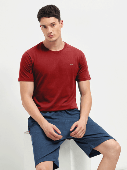 Motto T-Shirt Crew Neck Wine Red