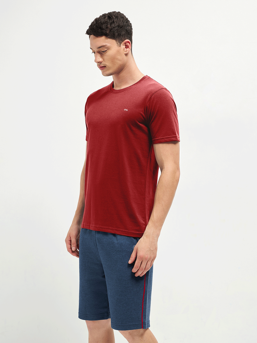 Motto T-Shirt Crew Neck Wine Red