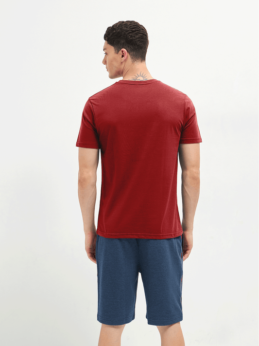 Motto T-Shirt Crew Neck Wine Red