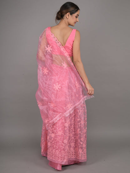 Odette Pink Net Semi Stitched Lehenga With Unstitched Blouse For Women