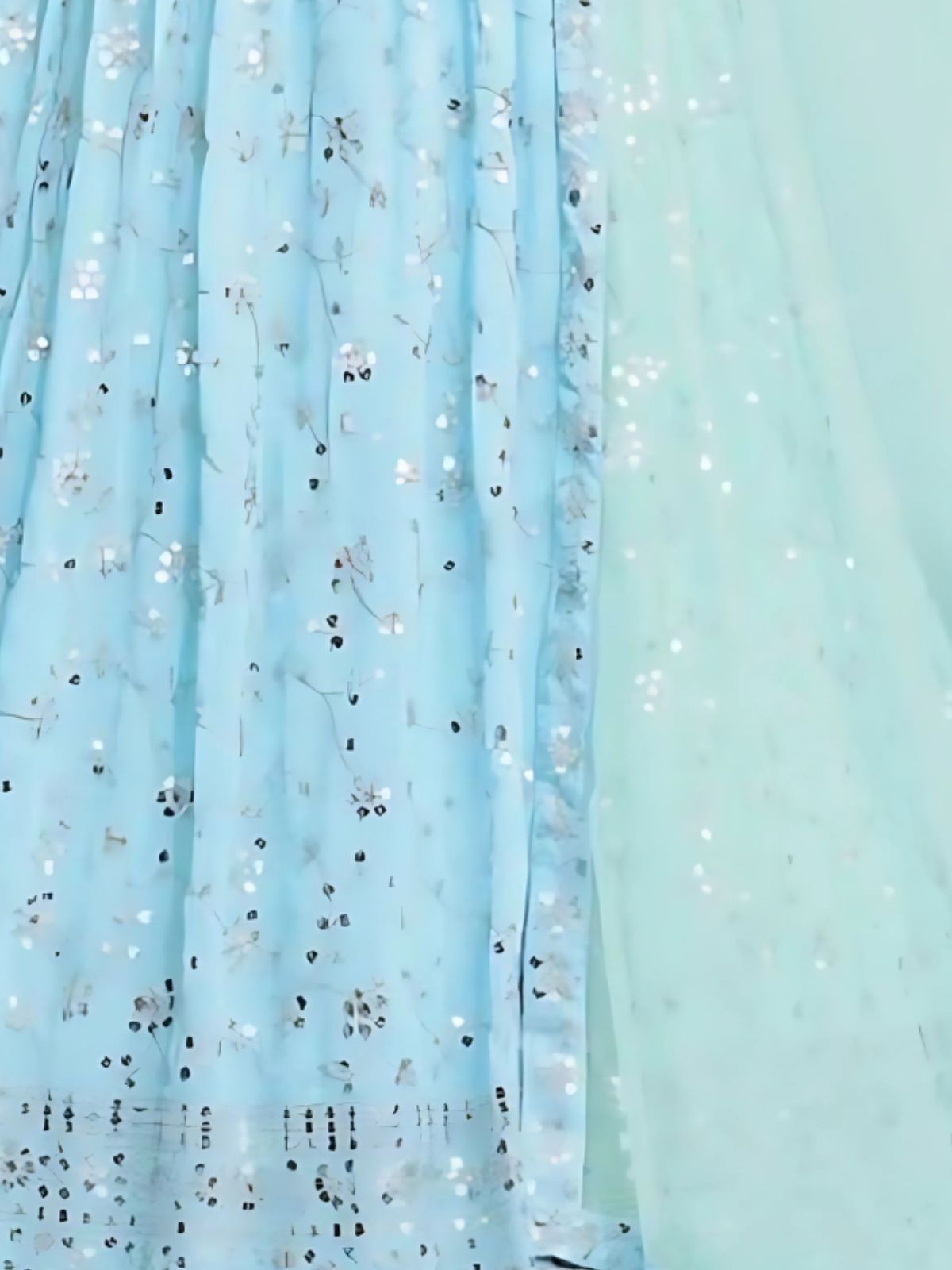 Odette Sky Blue Georgette Embroidered Semi-Stitched Lehenga For Women