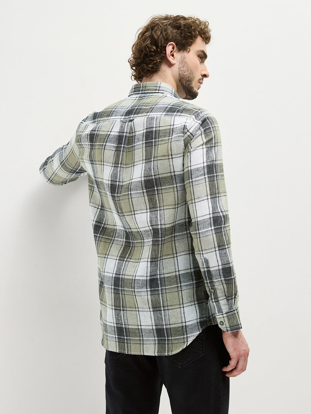 Green Checked Casual Shirt