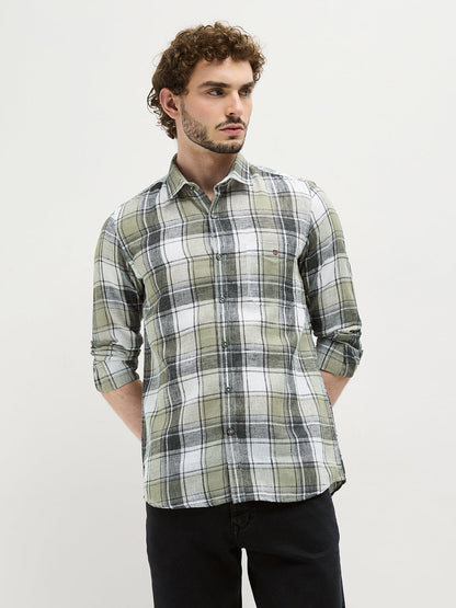 Green Checked Casual Shirt