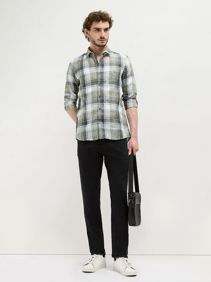 Green Checked Casual Shirt
