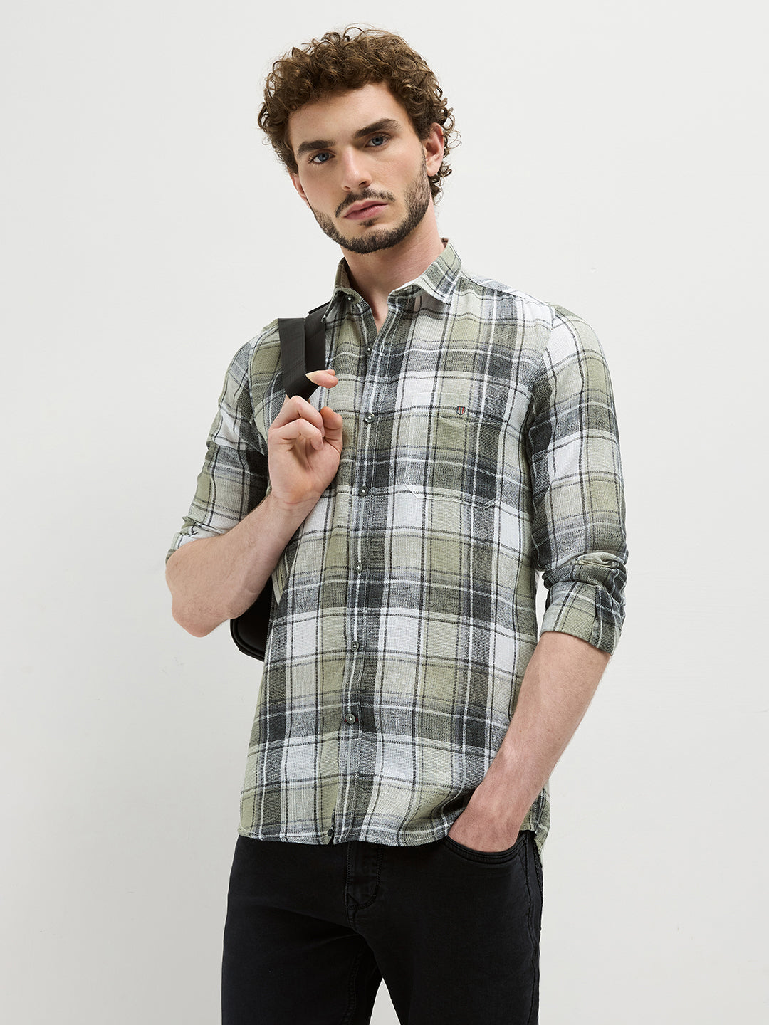 Green Checked Casual Shirt