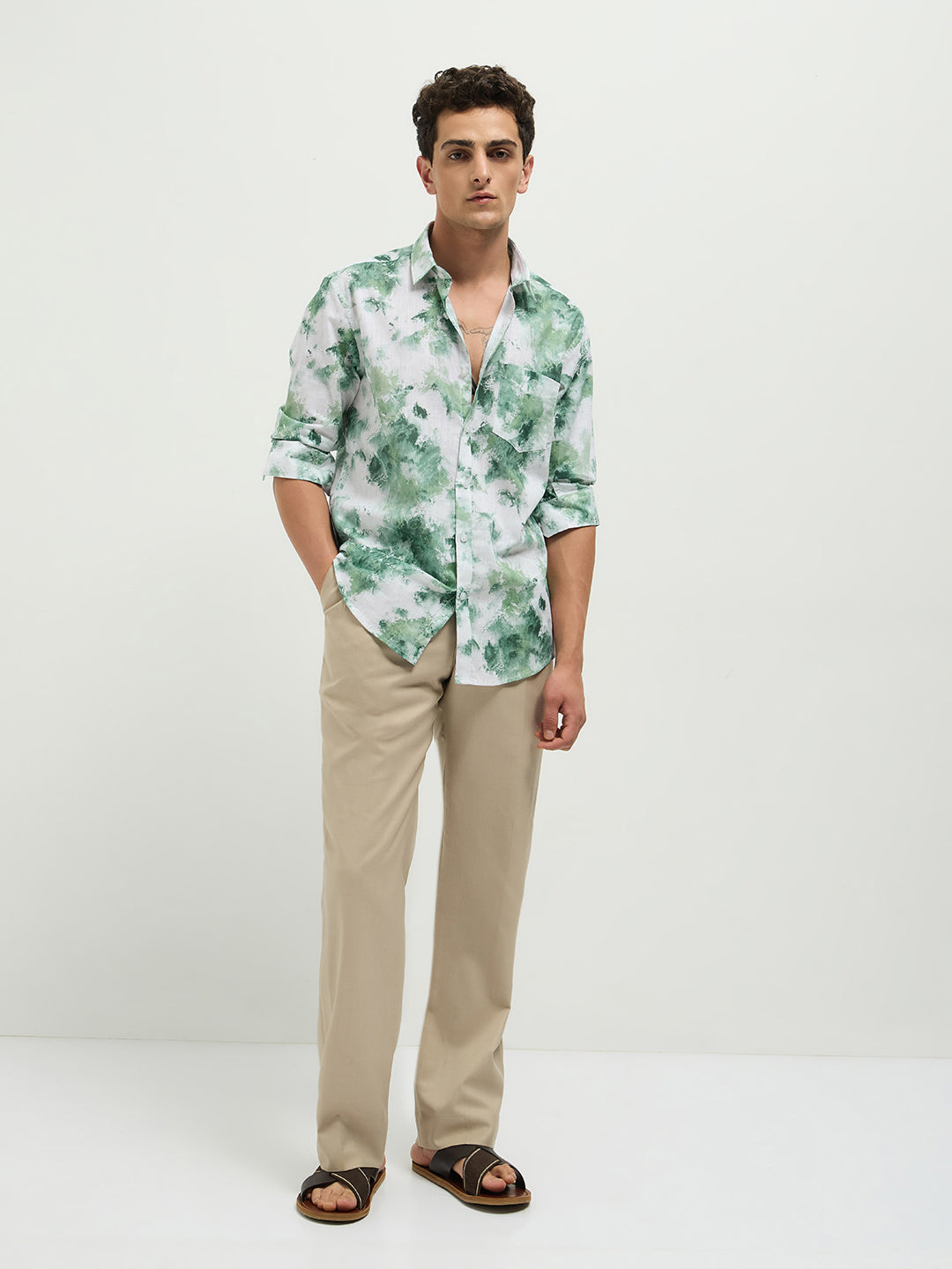 Green Printed Casual Shirt