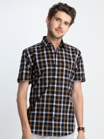 Black Checked Casual Shirt