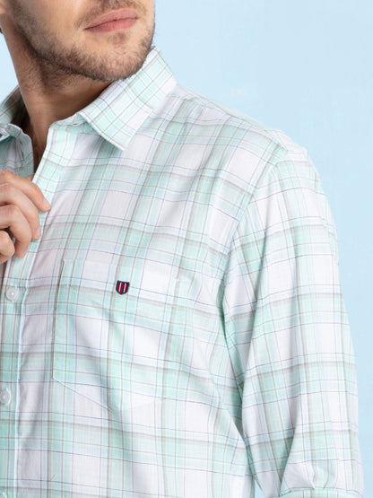 Mint Checked Casual Shirt