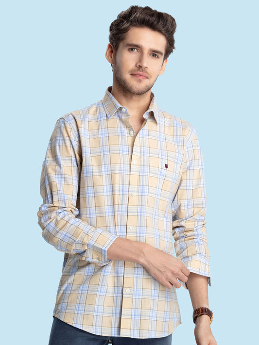 Yellow Checked Casual Shirt
