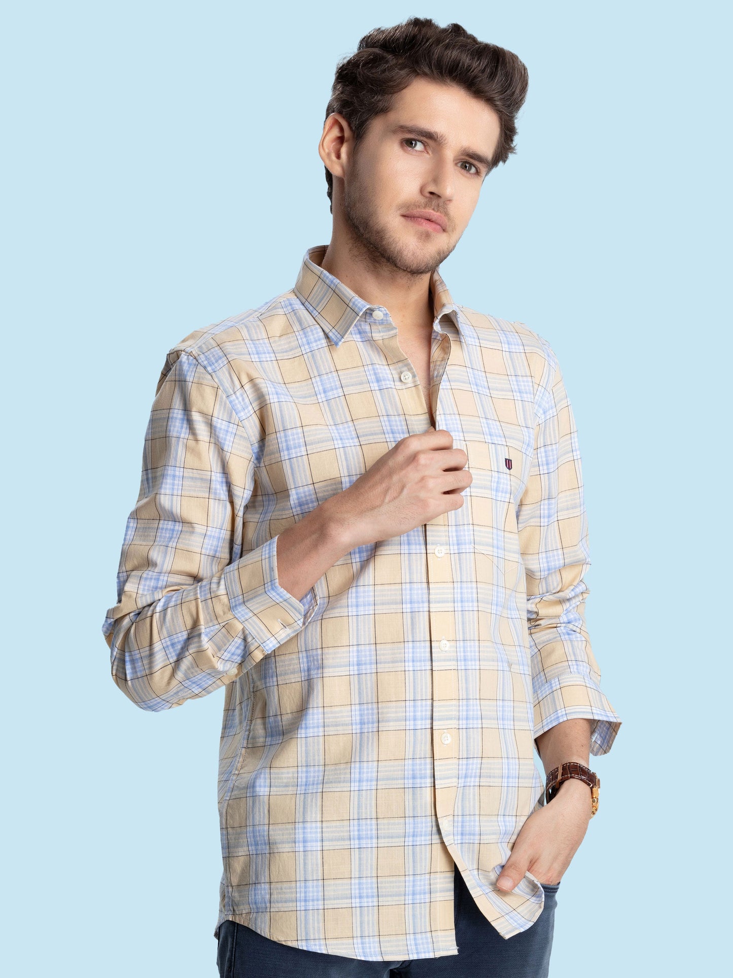 Yellow Checked Casual Shirt