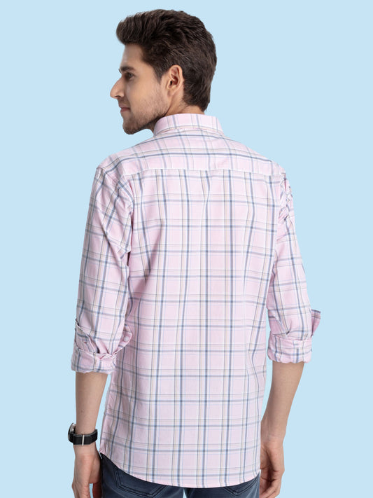 Pink Checked Casual Shirt