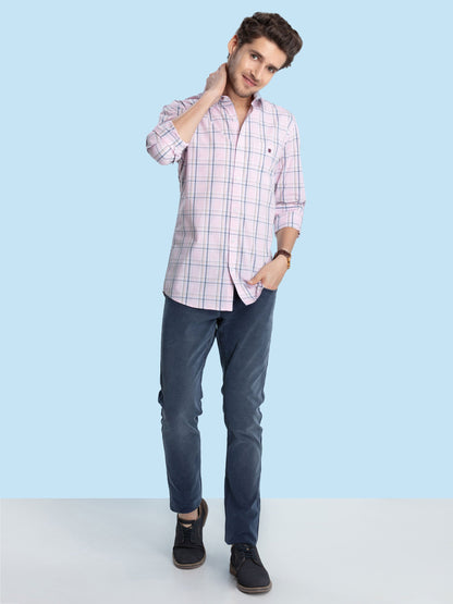 Pink Checked Casual Shirt