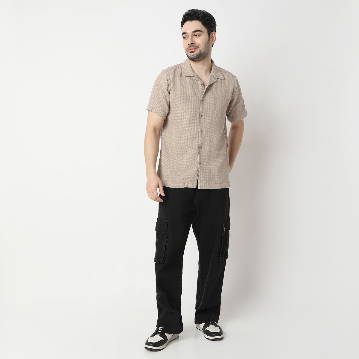 Structured Camp Collar Modern Half Sleeve Smart Cuban Shirt