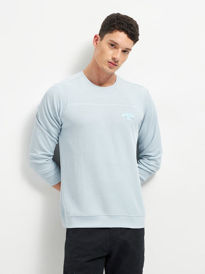 Sky Blue Stripes Crew Neck T Shirt