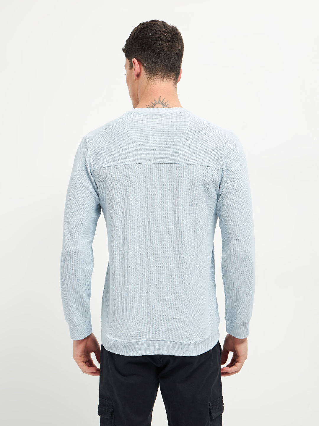 Sky Blue Stripes Crew Neck T Shirt
