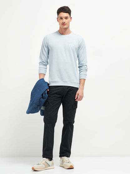 Sky Blue Stripes Crew Neck T Shirt