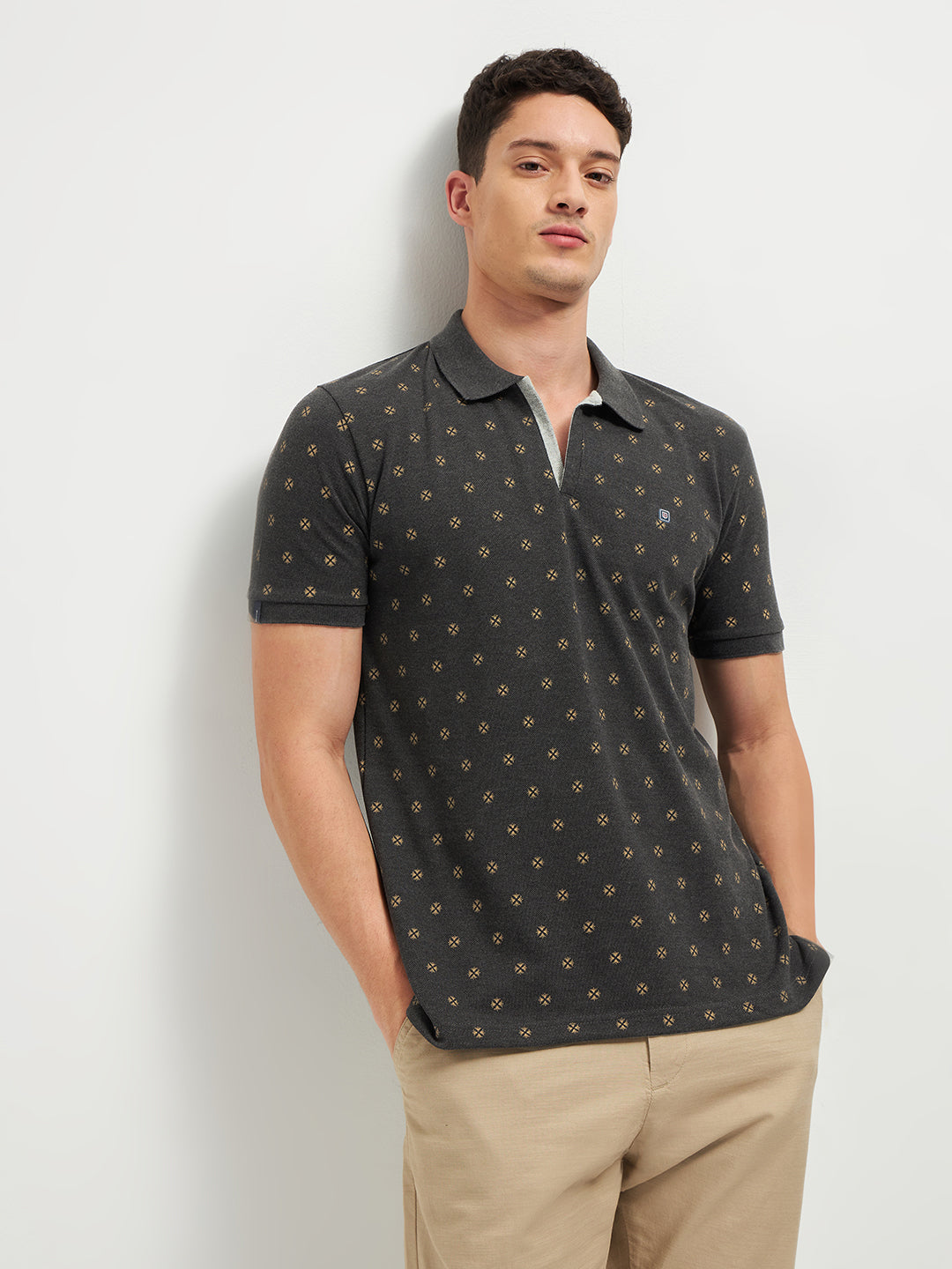 Anthra Printed Polo Casual T Shirt