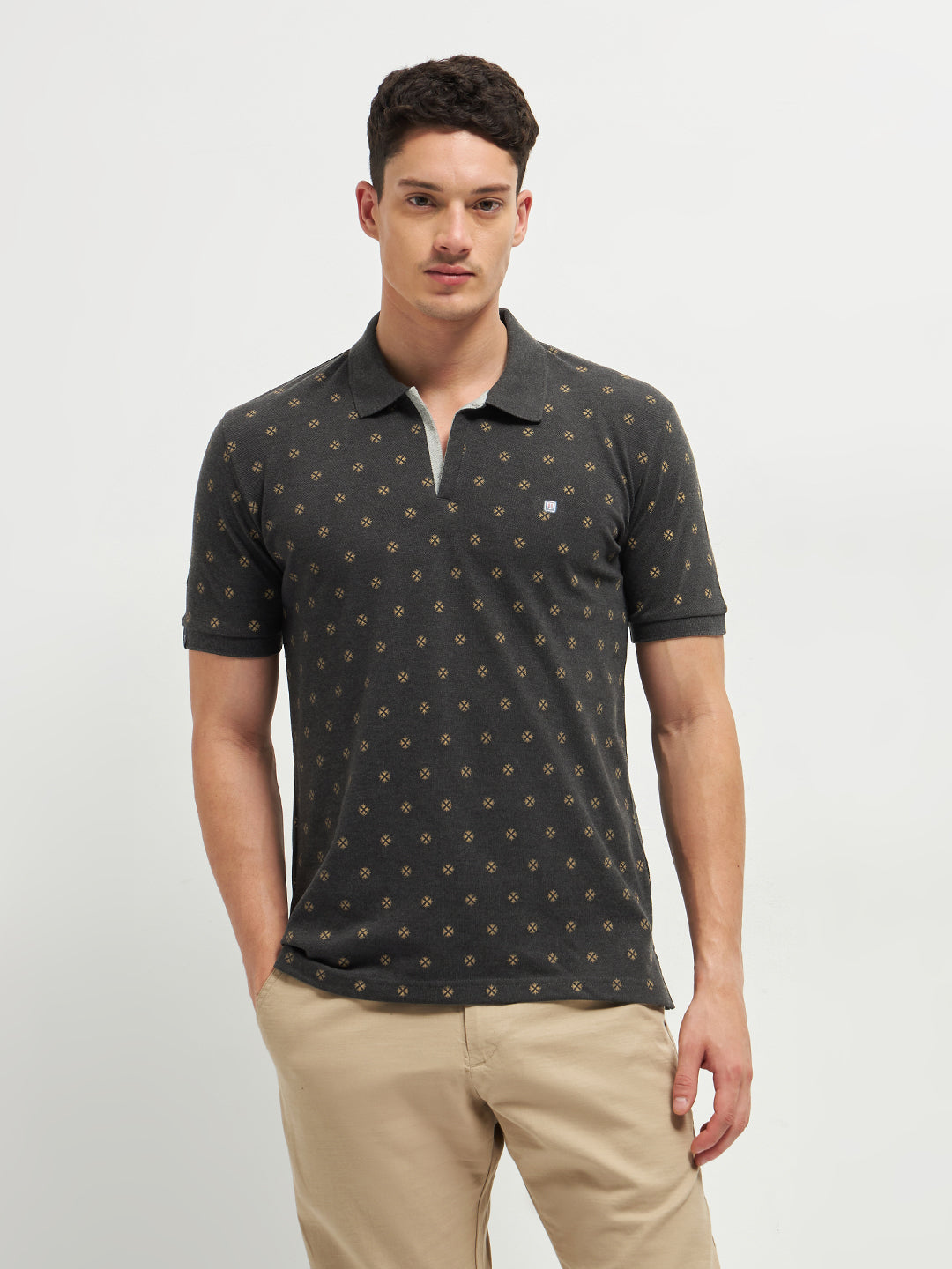 Anthra Printed Polo Casual T Shirt