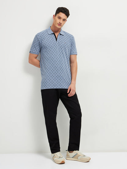 Steel Grey  Printed Polo T Shirt