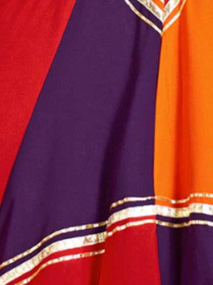 Odette Multicolor Viscose Cotton Embroidered Semi-Stitched Lehenga Choli For Women