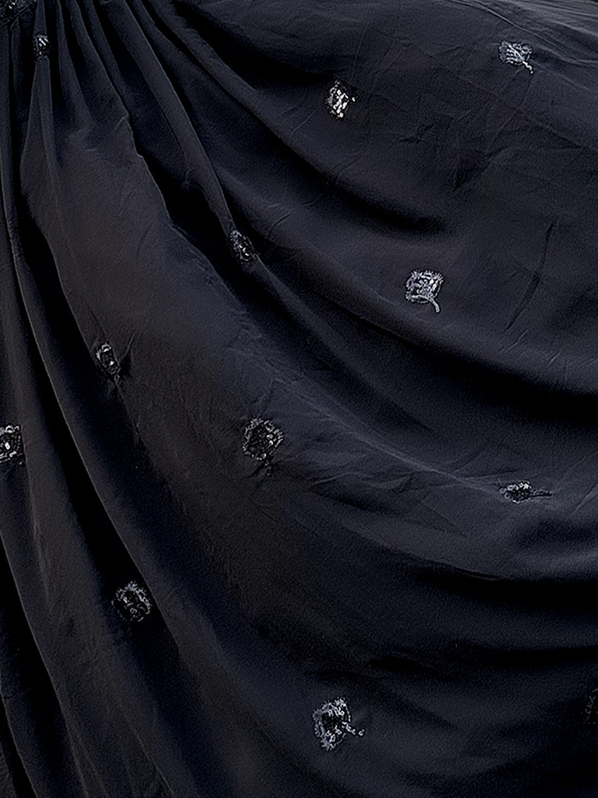 Odette Women Designer Black Georgette Semi Stitched Lehenga With Unstitched Blouse