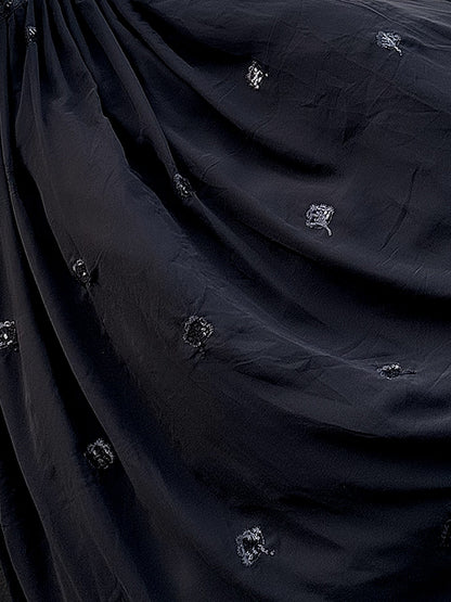 Odette Women Designer Black Georgette Semi Stitched Lehenga With Unstitched Blouse