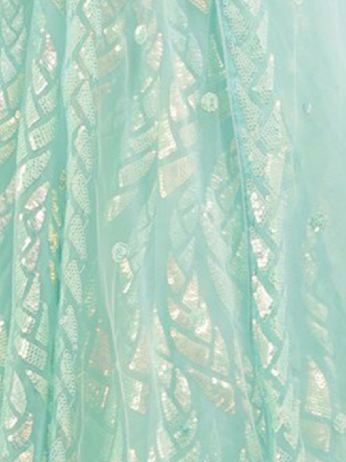 Odette Light Blue Soft Net Embellished Semi Stitched Lehenga With Unstitched Blouse For Women