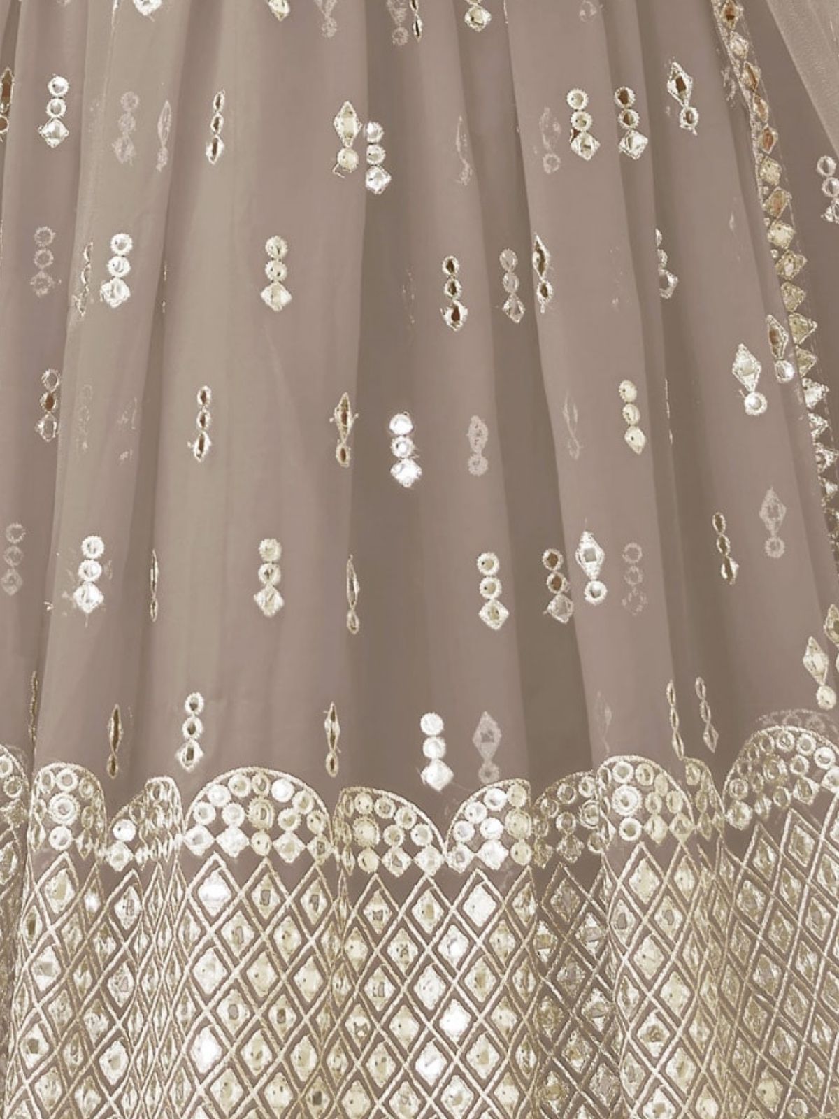 Odette Grey Georgette Embroidered Semi Stitched Lehenga With Unstitched Blouse For Women