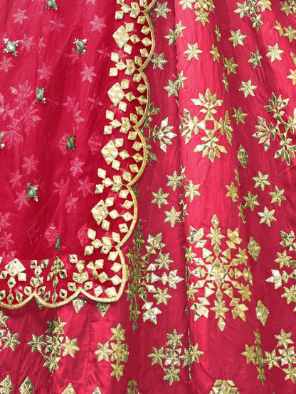 Odette Pink Art Silk Embroidered Semi Stitched Lehenga With Unstitched Blouse For Women