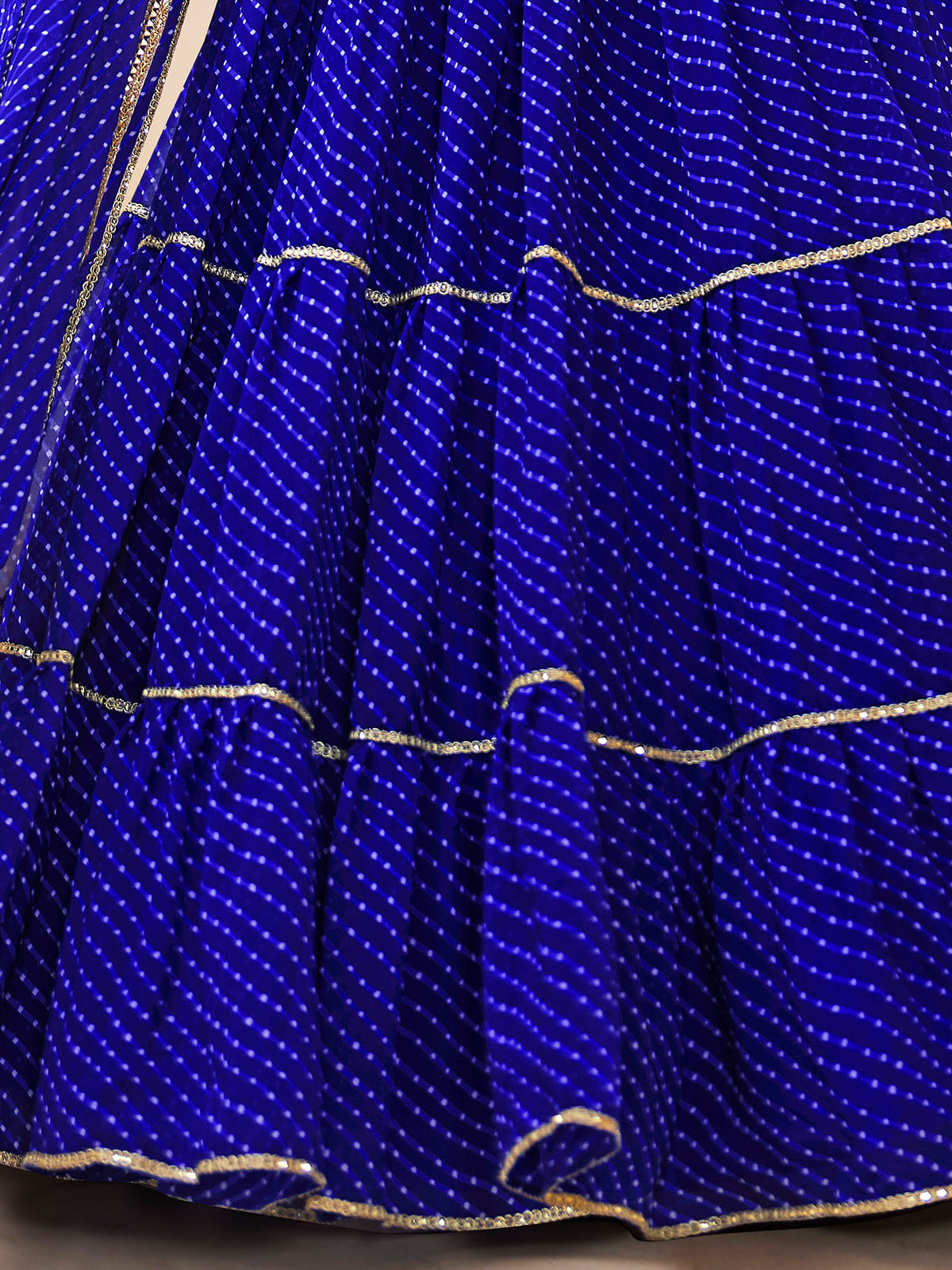 Odette Blue Georgette Printed Semi Stitched Lehenga With Unstitched Blouse For Women