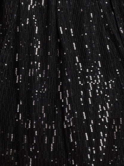 Odette Black Soft Net Seqin Semi Stitched Lehenga With Blouse For Women