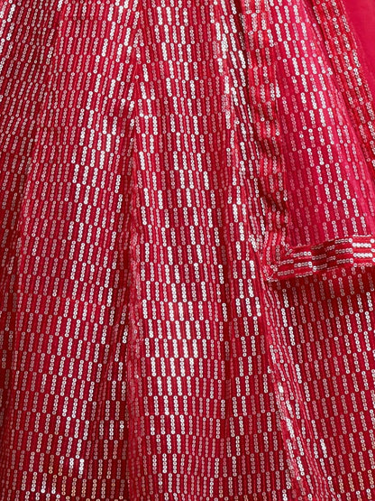 Odette Pink Soft Net Embroidered Semi Stitched Lehenga With Blouse For Women