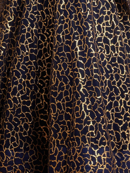 Odette Navy Blue Soft Net Embroidered Semi Stitched Lehenga With Blouse For Women