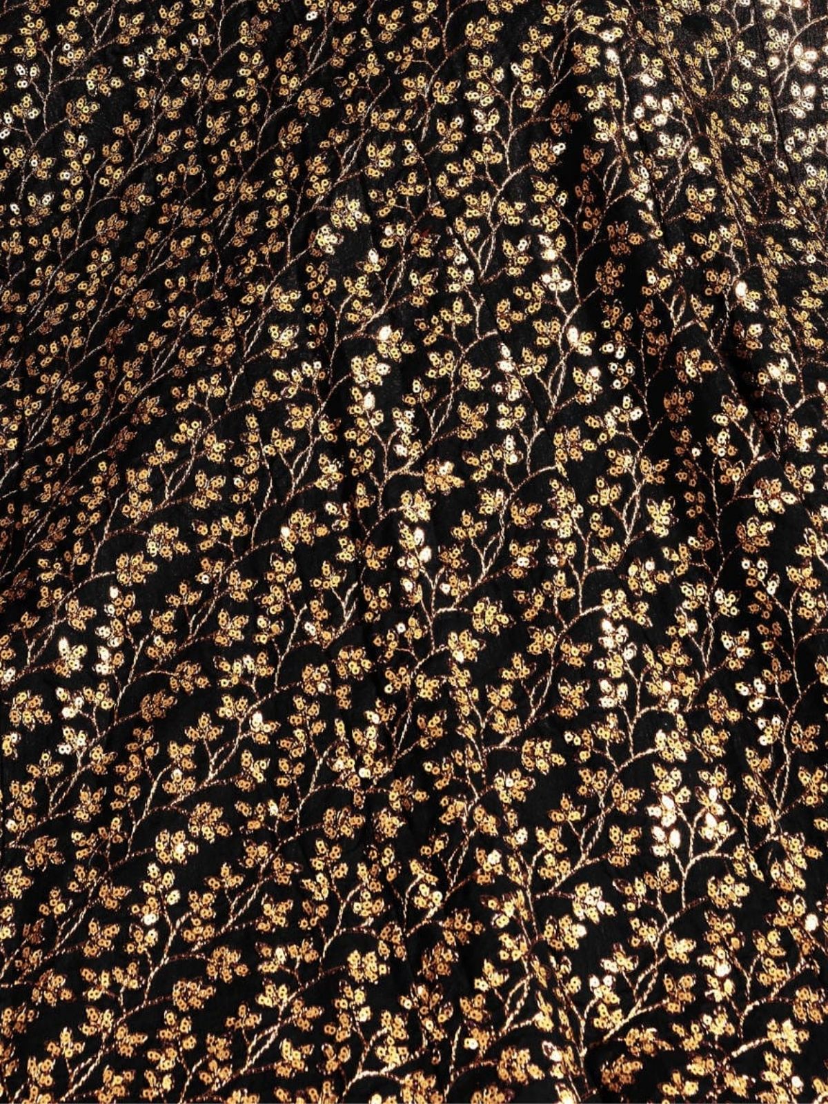 Odette Black Silk Blend Embroidered Semi Stitched Lehenga With Blouse For Women