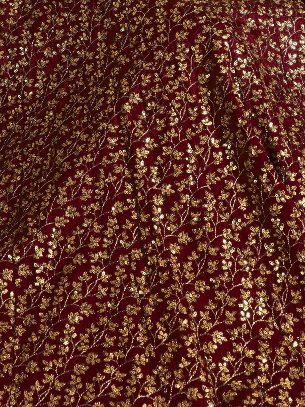 Odette Maroon Silk Blend Embroidered Semi Stitched Lehenga With Blouse For Women