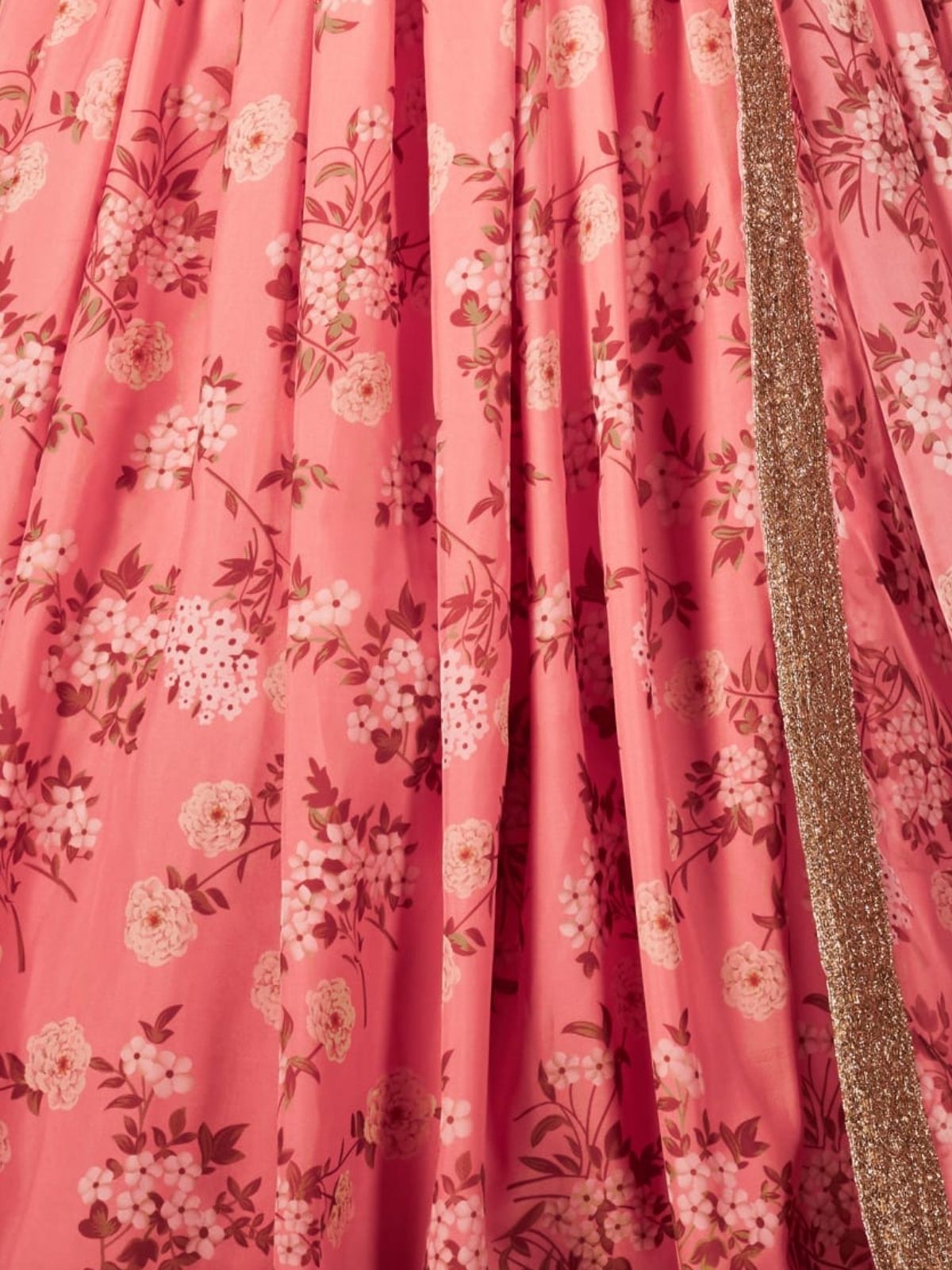 Odette Pink Organza Printed Semi Stitched Lehenga With Unstitched Blouse For Women