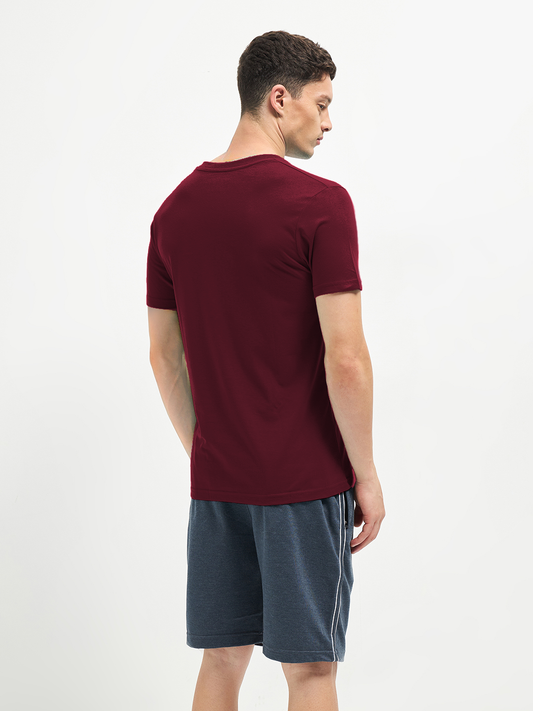 Lotto T-Shirt V Neck Burgundy