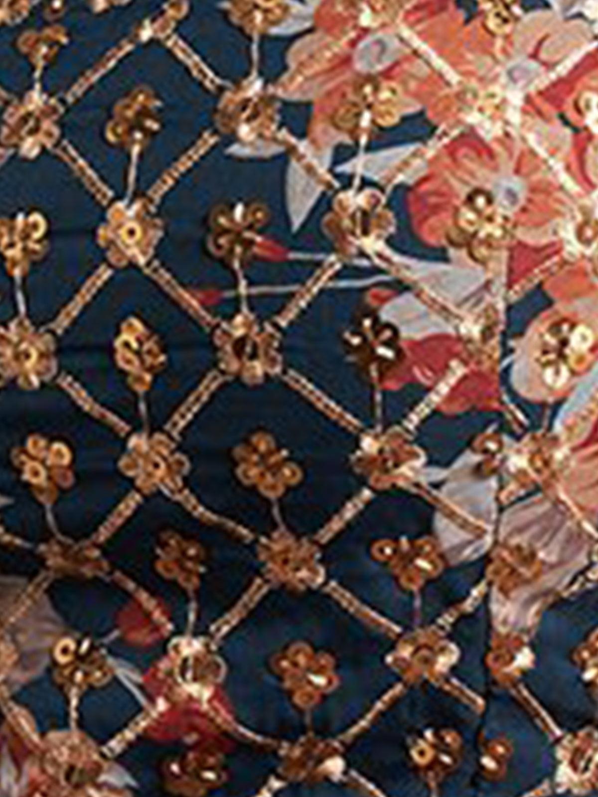 Odette Women Blue Lehenga Poly Georgette Blouse