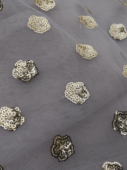 Odette Women Grey Designer Semi Stitched Lehenga With  Unstitched Blouse