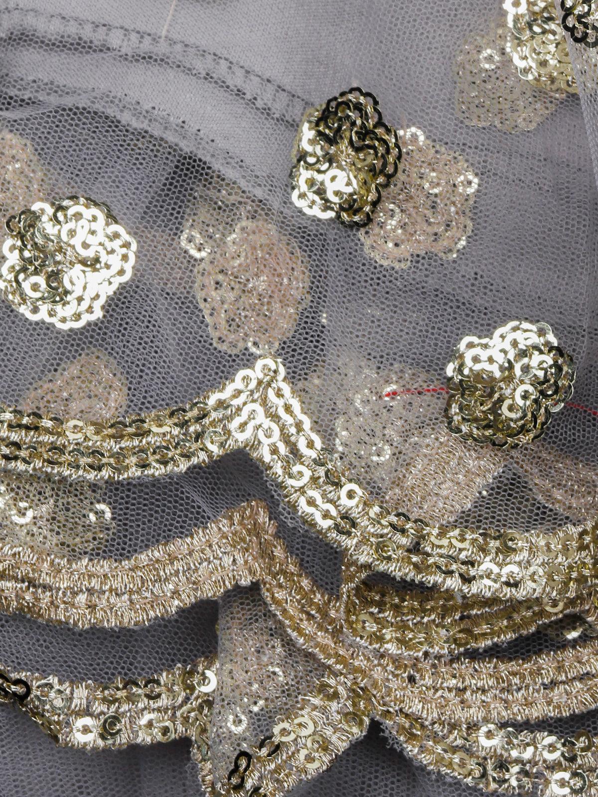 Odette Women Grey Designer Semi Stitched Lehenga With  Unstitched Blouse