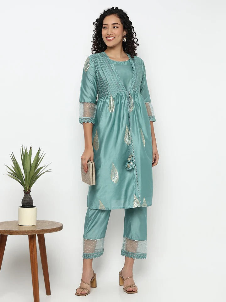 Flared Printed Kurta with Pant Set