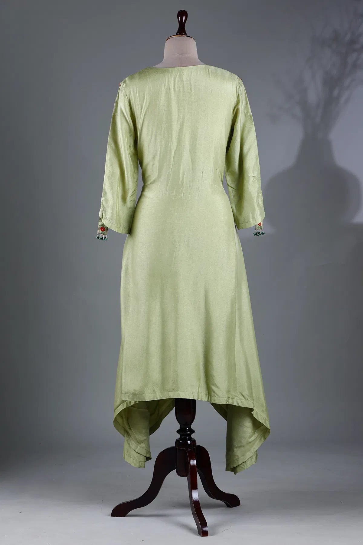 Light Green Resham Embroidered Flared Style Kurti-JE2360
