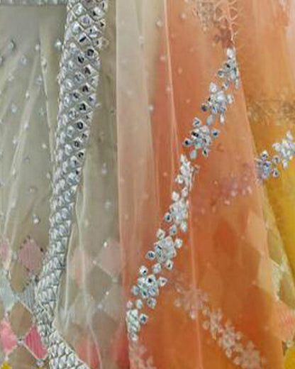 Odette Women Multicolored Net Sequence Semi-Stitched Lehenga Choli